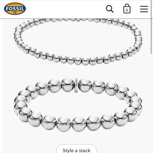 Fossil Silver-Tone Brass Beaded Bracelet Set